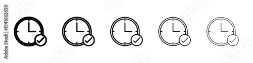 Time check icon logo in stroke lines collection