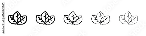 Tobacco leaves icon logo in stroke lines collection