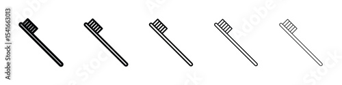 Toothbrush icon logo in stroke lines collection