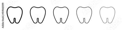 Tooth icon logo in stroke lines collection