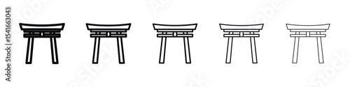 Torii gate icon logo in stroke lines collection