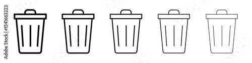 Trash icon logo in stroke lines collection