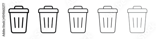 Trash icon logo in stroke lines collection