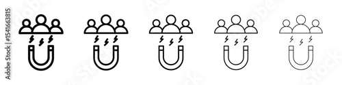 User engagement icon logo in stroke lines collection