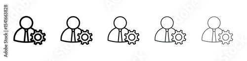 User gear icon logo in stroke lines collection