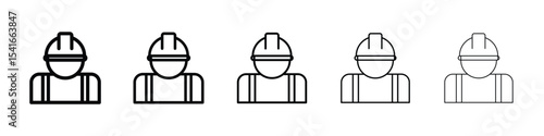 User helmet safety icon logo in stroke lines collection