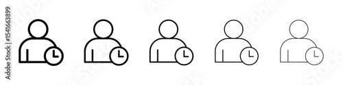 User time icon logo in stroke lines collection