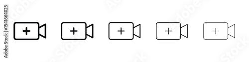 Video call icon logo in stroke lines collection