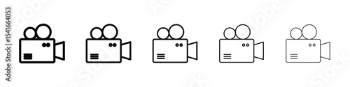 Video camera icon logo in stroke lines collection