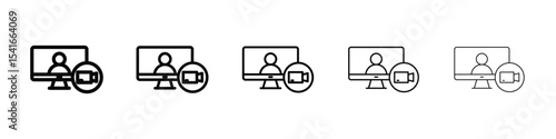 Video chat icon logo in stroke lines collection