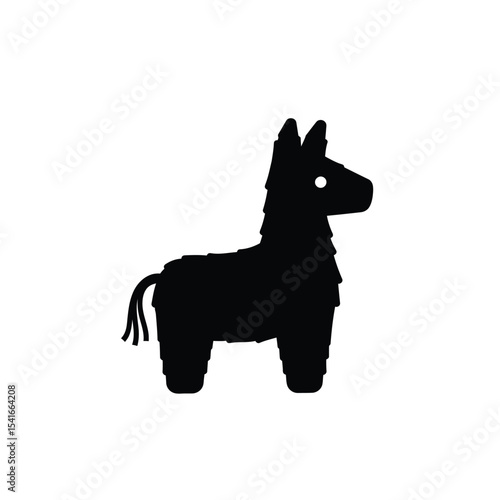 Black Silhouette Piñata Donkey Vector Icon white