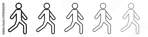Walking icon logo in stroke lines collection