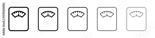 Weight scale icon logo in stroke lines collection