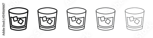 Whiskey Glass icon logo in stroke lines collection