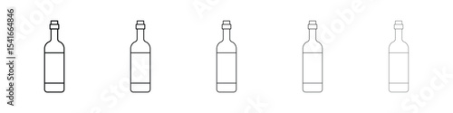 Wine bottle icon logo in stroke lines collection
