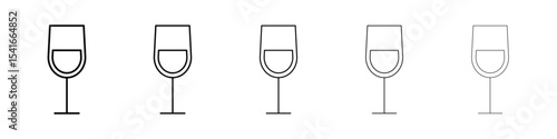 Wine glass icon logo in stroke lines collection