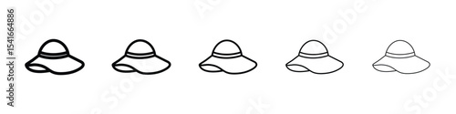 Woman hat icon logo in stroke lines collection