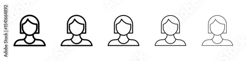 Woman icon logo in stroke lines collection