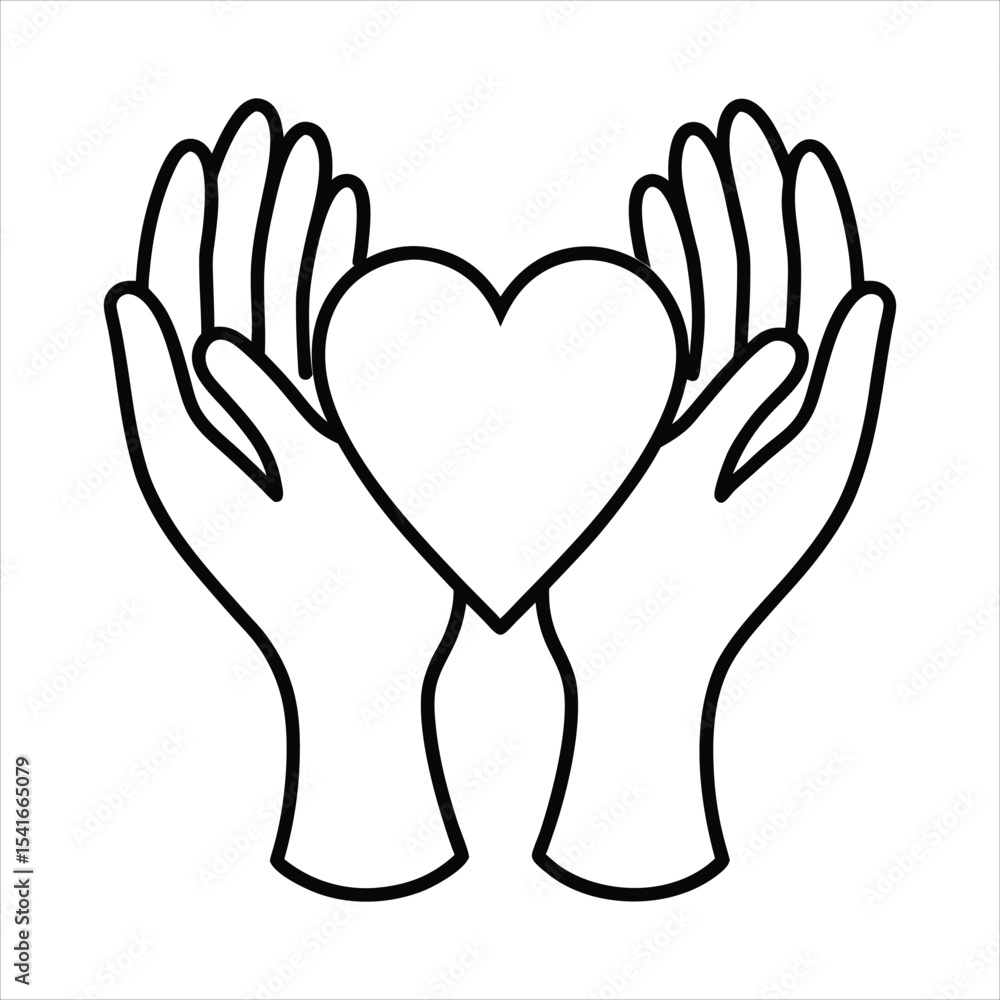 Fototapeta premium Two Hands Gently Holding a Heart Shape Outline care