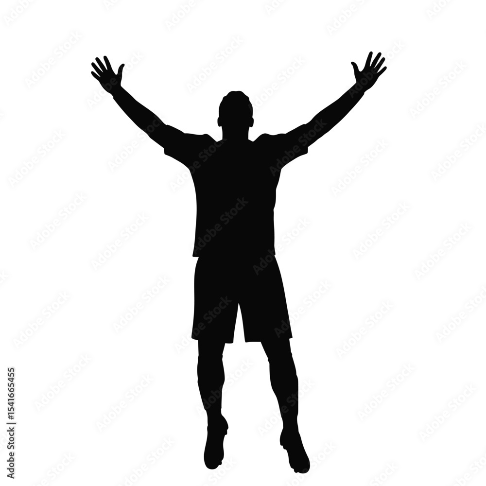 Black Silhouette Vector Player Arms Raised White Background Black Silhouette Vector Player Arms Raised White Background
