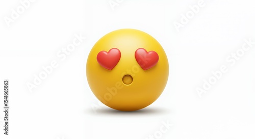 Yellow Emoticon with Heart Eyes Expressing Love and Affection Emotion