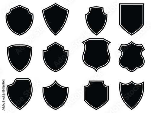 Set of shield icon. Collection of security shield icons. Protect shield security line icons. Vector illustration