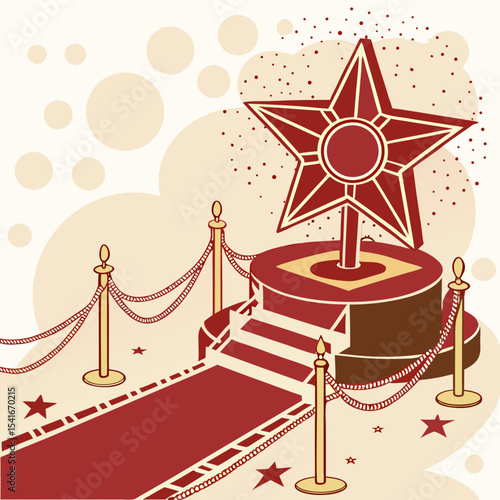 "Award Ceremony Red Carpet Vector | Hollywood Star Podium Illustration"