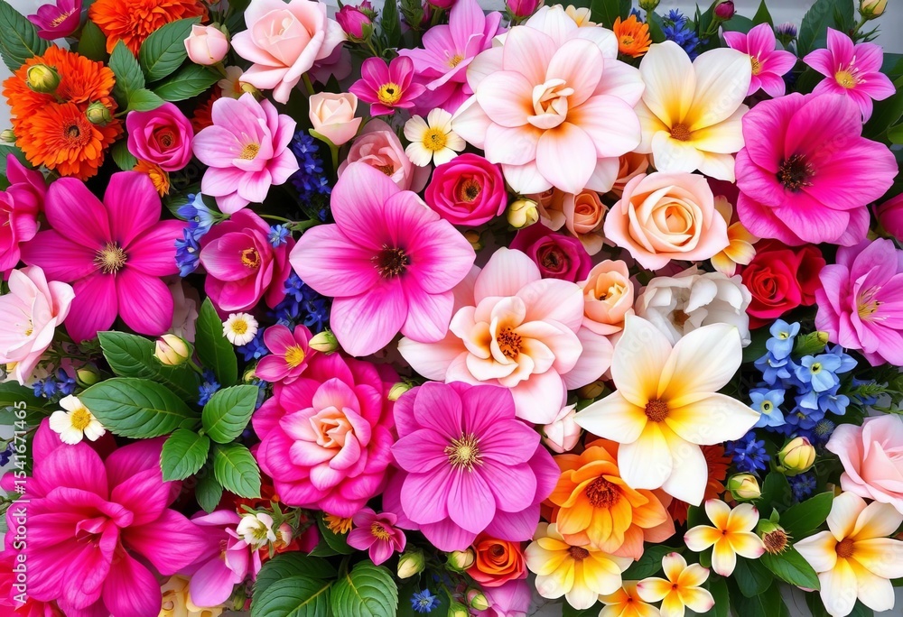 Elegant spring & summer floral collection featuring vibrant blooms and lush foliage, garden, pretty Elegant spring & summer floral collection featuring vibrant blooms and lush foliage, garden, pretty