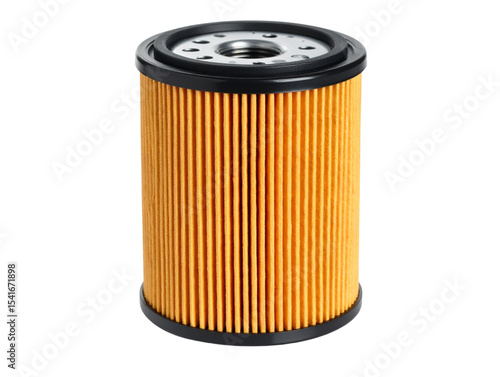 Single Automotive Oil Filter with Visible Threaded Base, Front View, isolated on white background