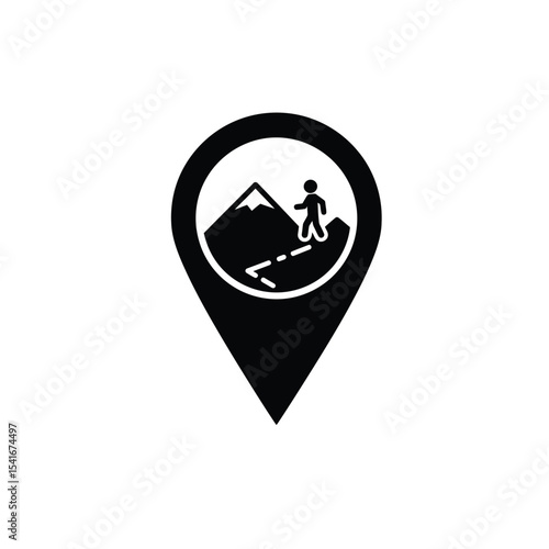 Black Silhouette Trailhead Marker Icon Vector Graphic