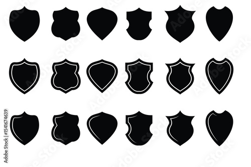 Collection of security shield icons. Protect shield security line icons. Vector illustration. Badge quality symbol, sign, logo or emblem.