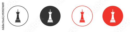 Chess queen icon Logos. Flat Vector Icon Design Template