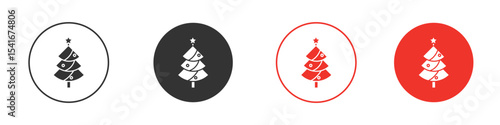 Christmas tree icon Logos. Flat Vector Icon Design Template