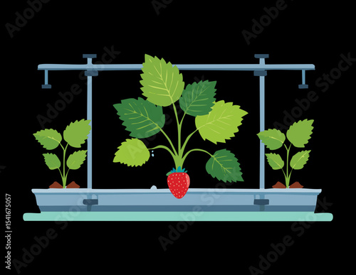 Single Strawberry Plant in Hydroponic Tube