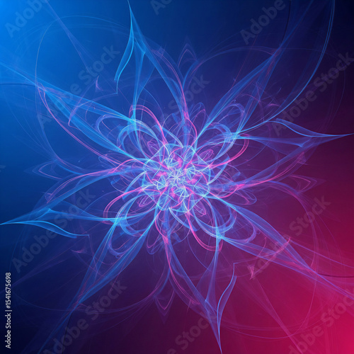 Abstract Fractal Flower in Blue and Pink