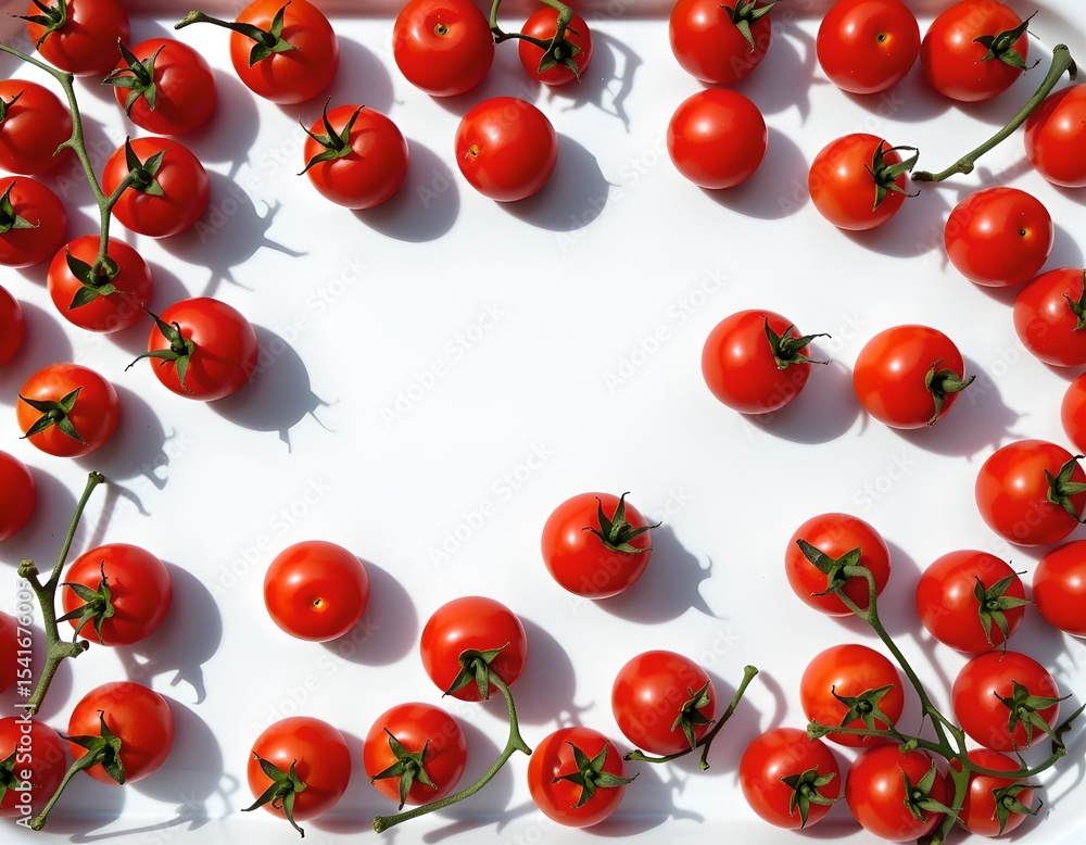 Fresh Red Cherry Tomatoes on White Background Vibrant Summer Food Photography Fresh Red Cherry Tomatoes on White Background Vibrant Summer Food Photography