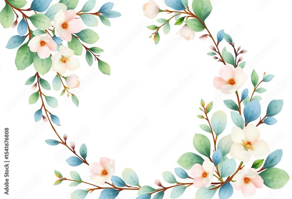 Fototapeta premium Elegant watercolor eucalyptus greenery wedding invitation template, eucalyptus, autumn