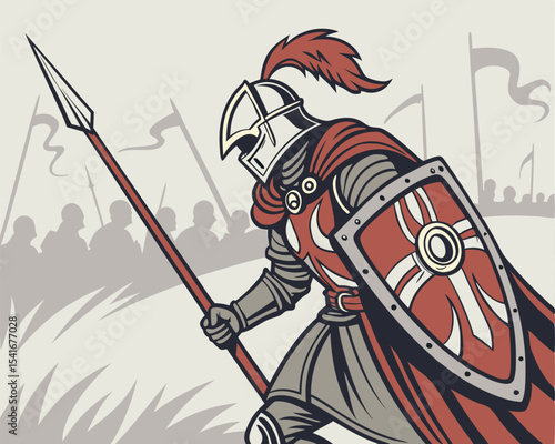 Heroic Medieval Knight in Detailed Armor and Bold Stance