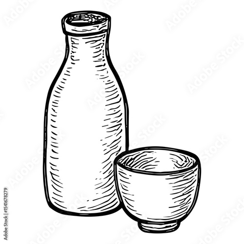 Sake Bottle and Cup