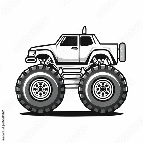 Monster Trucks Vector Art. Illustration of a Monster Truck image vector isolated on white background.