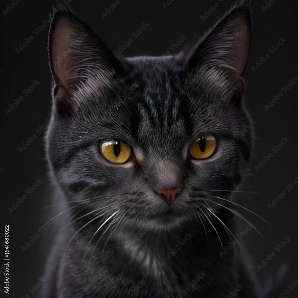 A black cat with bright eyes A black cat with bright eyes