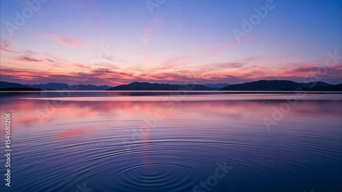 Wallpaper Mural Tranquil lake with soft pink blue sunset reflection and ripples, stress relief wellness banner Torontodigital.ca
