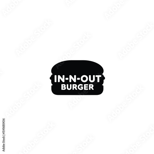 Black Silhouette In N Out Burger Icon White Background Vector