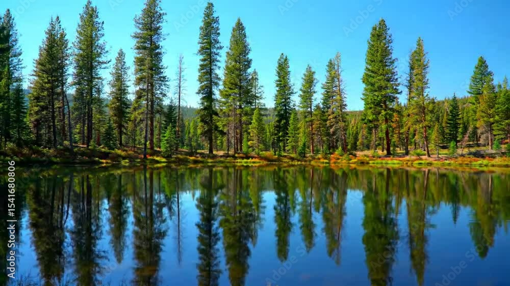 Peaceful lake reflecting a lush forest Peaceful lake reflecting a lush forest