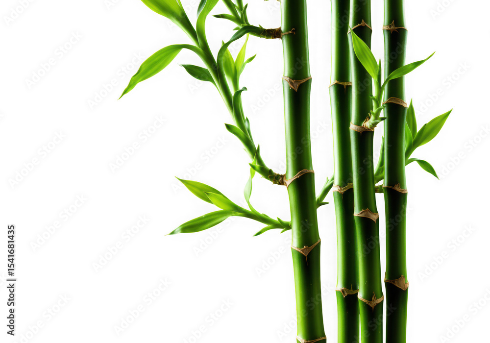 Fototapeta premium Vibrant green bamboo shoots on black background