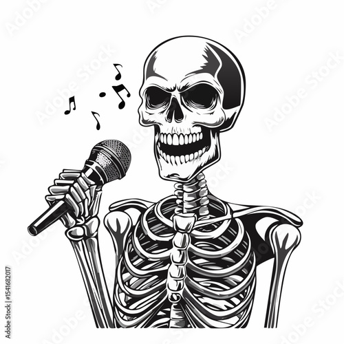 Singing Skeleton Image vector. Singing Skeleton Stock Illustrations
