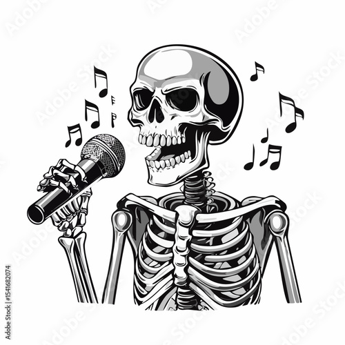 Singing Skeleton Image vector. Singing Skeleton Stock Illustrations