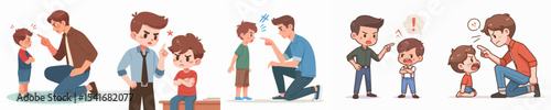 vector character scolding a little child