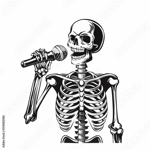 Singing Skeleton Image vector. Singing Skeleton Stock Illustrations