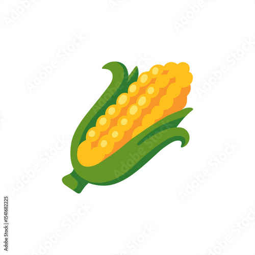 an illustration of corn on a white .Golden maize corn cob isolated. Corn in the peel, vector 10 eps.